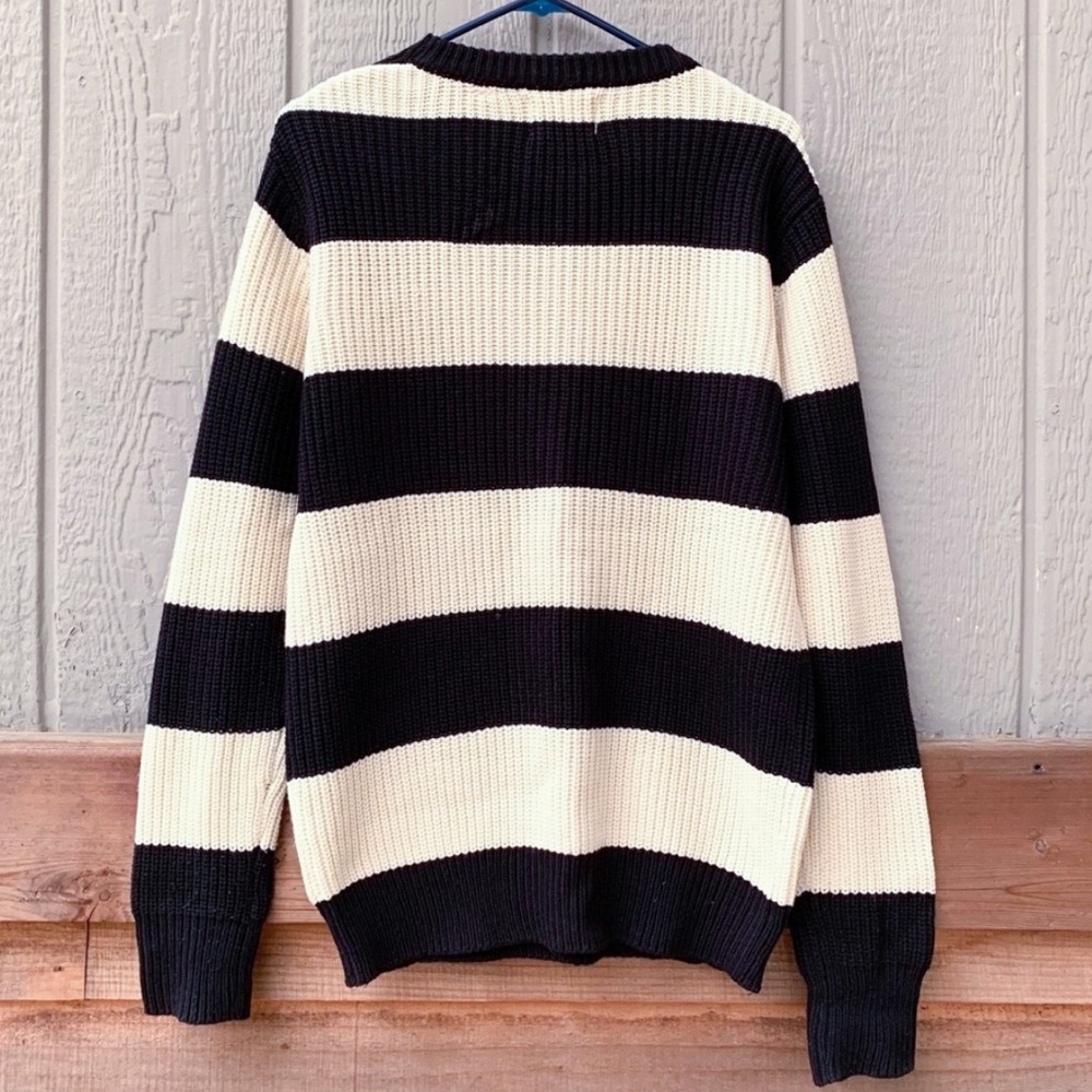 Scotch & Soda color block striped chunky heavy knit crewneck oversized sweater - Picture 2 of 15
